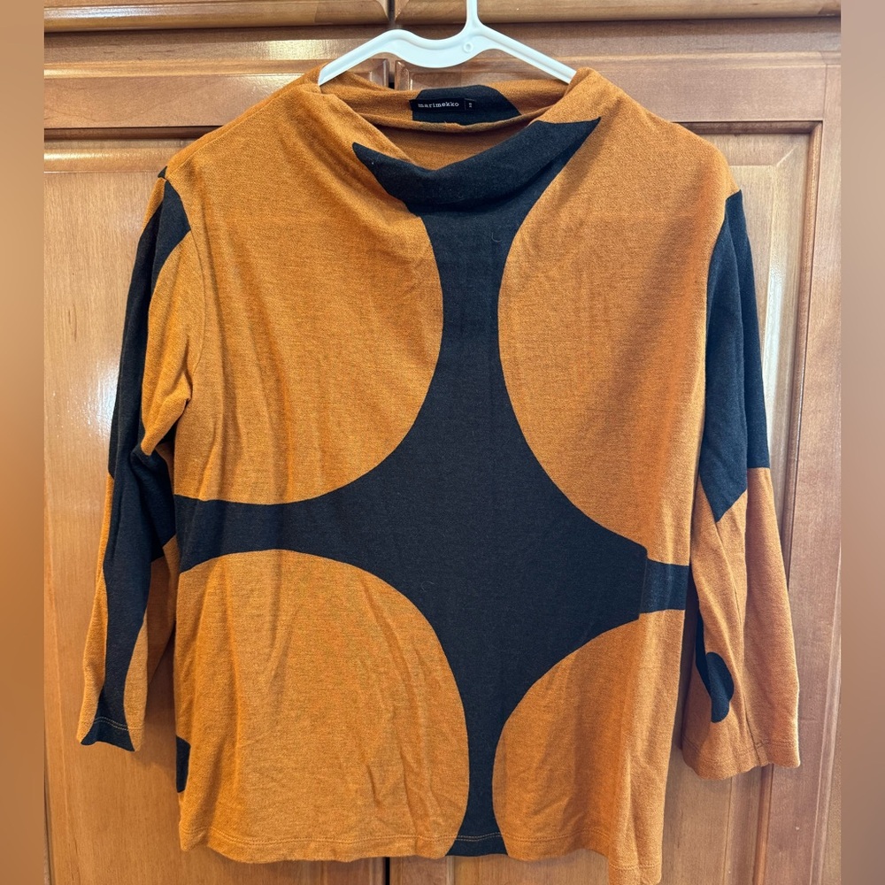 Marimekko Burnt Orange and Black Knit Top